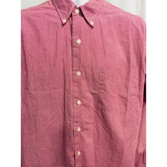 Lauren Ralph Lauren Dress Shirt Mens 16 36/37 Red White Gingham Check Cotton L/S - Picture 9 of 11